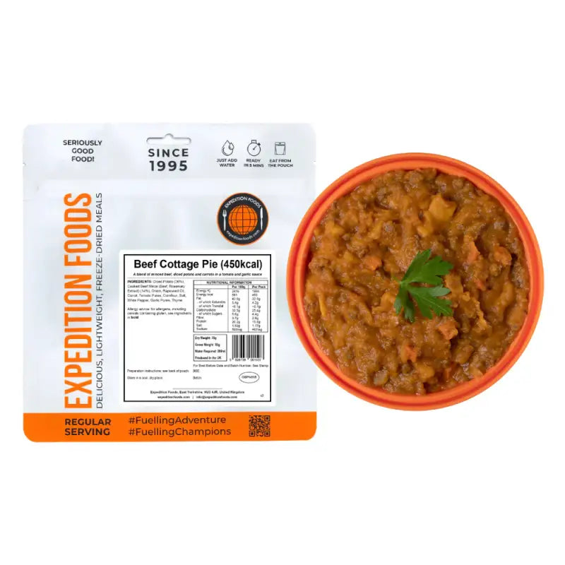 Beef Cottage Pie Pouches - Single 450Kcal Pouch - Freeze Dried Food