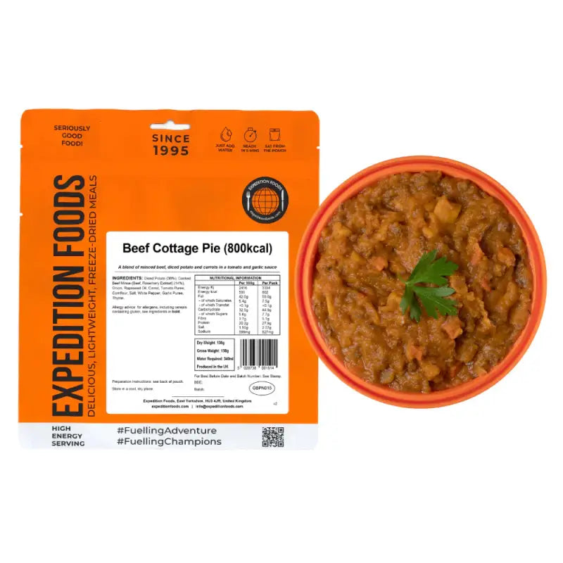 Beef Cottage Pie Pouches - Single 800Kcal Pouch - Freeze Dried Food