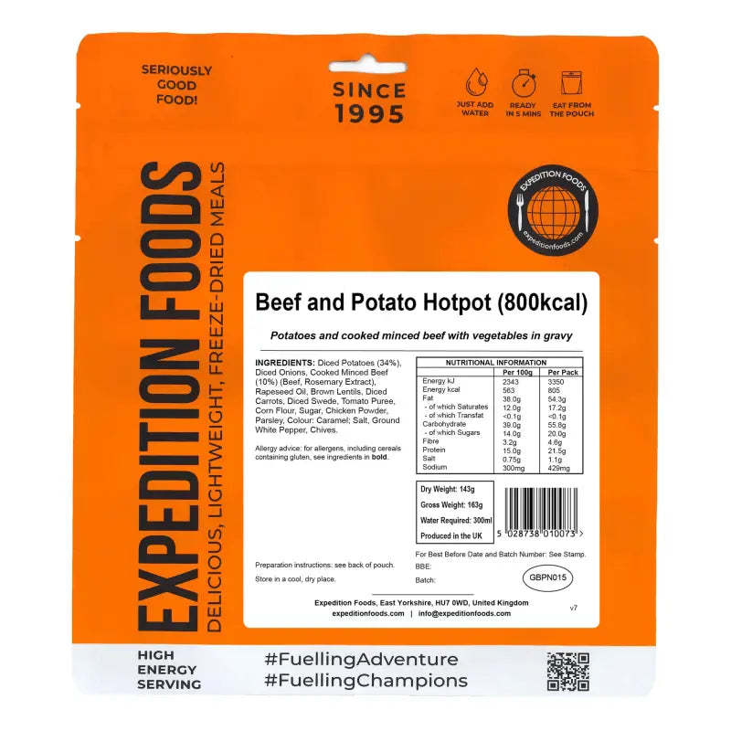 Beef & Potato Hotpot Pouches - Freeze Dried Food