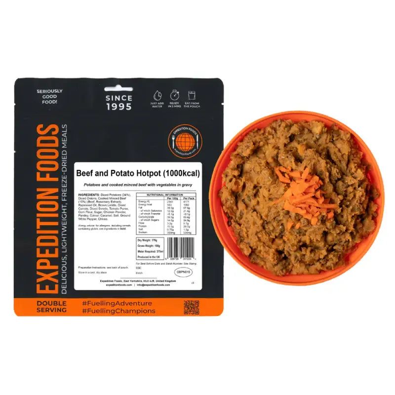 Beef & Potato Hotpot Pouches - Single 1000Kcal Pouch - Freeze Dried Food