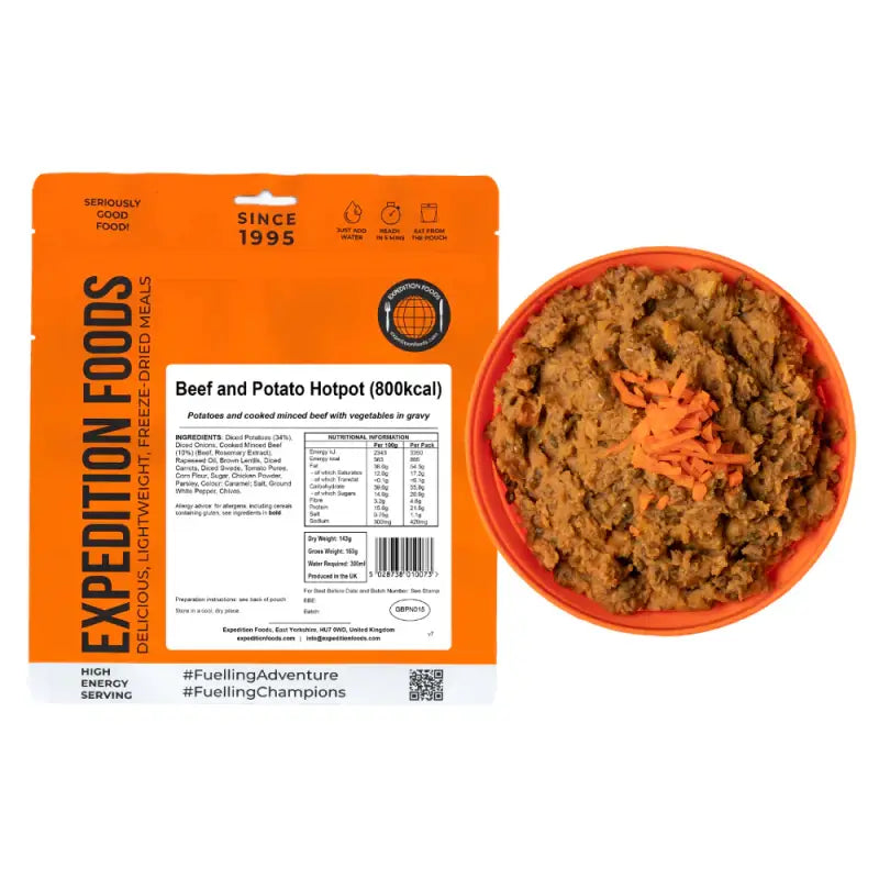Beef & Potato Hotpot Pouches - Single 800Kcal Pouch - Freeze Dried Food