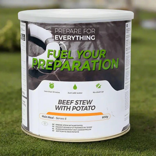 Beef Stew with Potato - Box of 6 x 600g Tins - 36 Servings - Freeze Dried Food