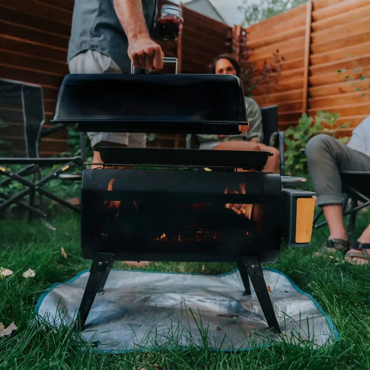 Black portable grill.