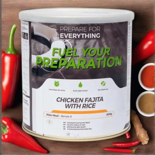 Chicken Fajita with Rice - Box of 6 x 800g Tins - 48 Servings - Freeze Dried Food