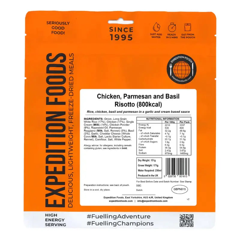 Chicken Parmesan and Basil Risotto Pouches - Freeze Dried Food