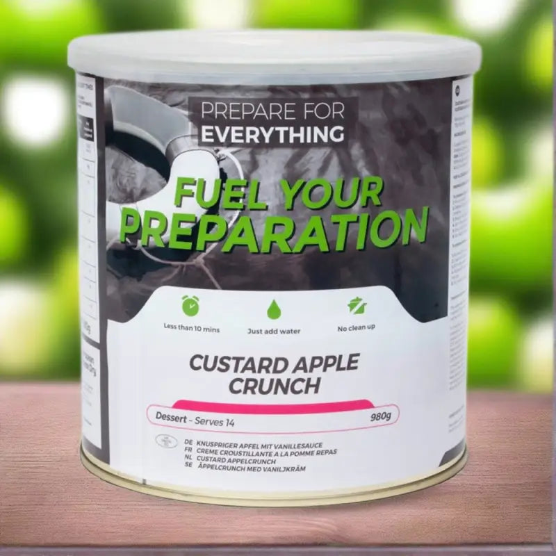 Custard Apple Crunch - Box of 6 x 980g Tins - 84 Servings - Freeze Dried Food