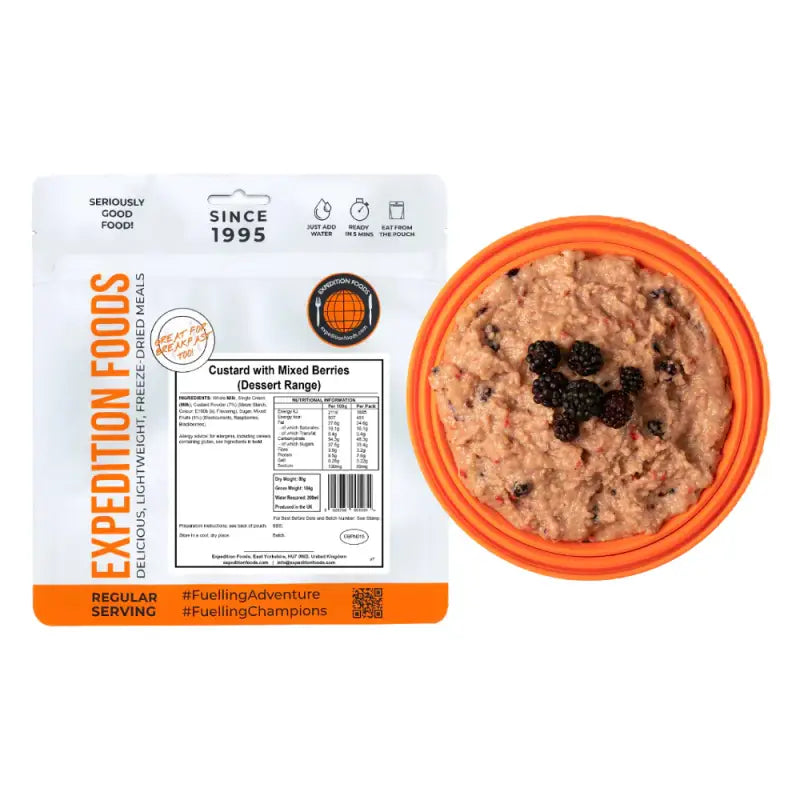 Custard with Mixed Berries Pouches - Single 450Kcal Pouch - Freeze Dried Food