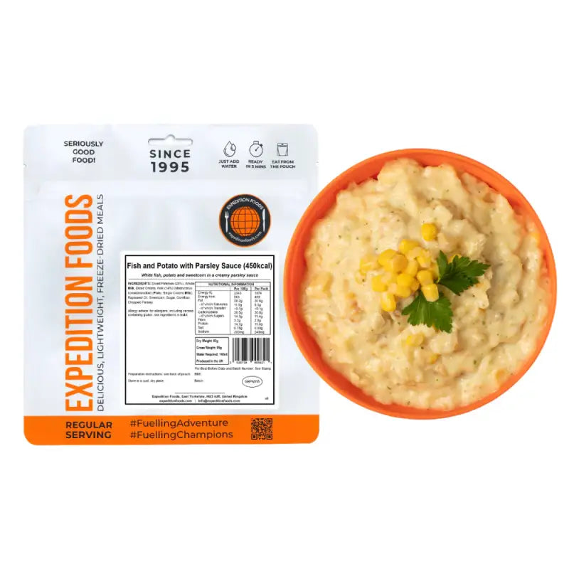 Fish and Potato with Parsley Sauce Pouches - Single 450Kcal Pouch - Freeze Dried Food