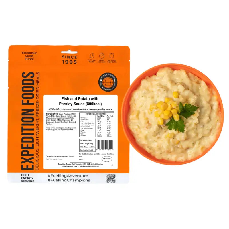 Fish and Potato with Parsley Sauce Pouches - Single 800Kcal Pouch - Freeze Dried Food