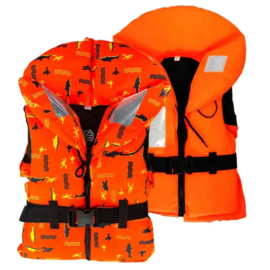Freedom Foam Flotation Lifejacket - Child - 100N ISO - Fish Print / Plain Orange - Lifejacket