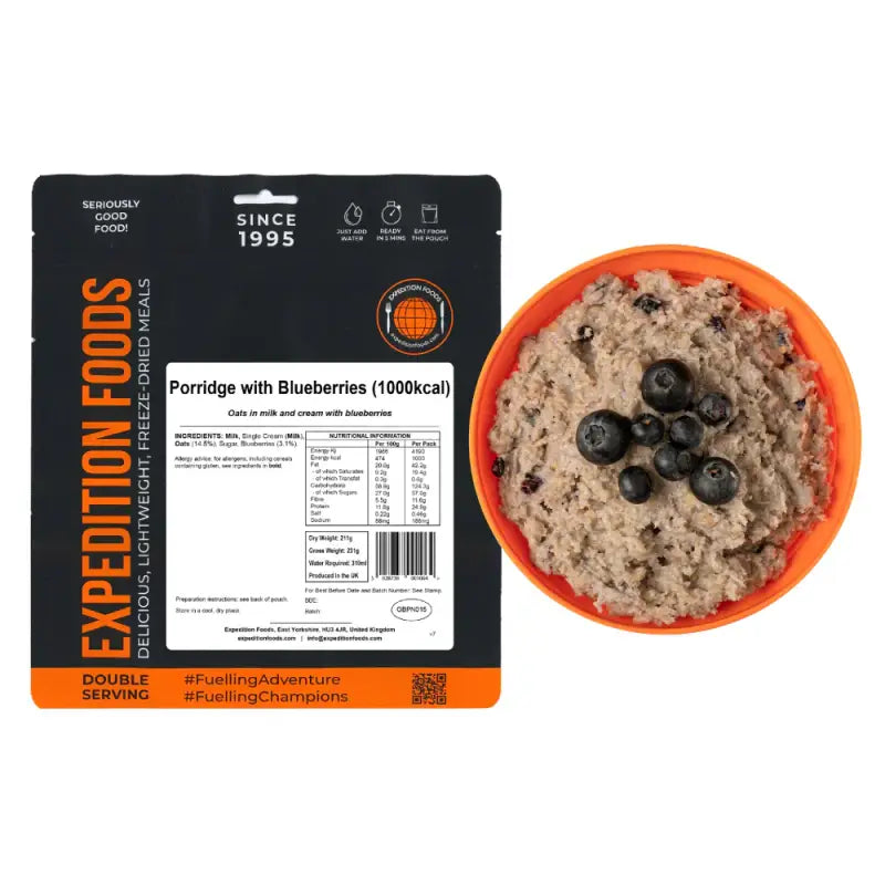Freeze Dried Oats with Long Shelf Life and Easy Preparation - Single 1000Kcal Pouch - Freeze Dried Food