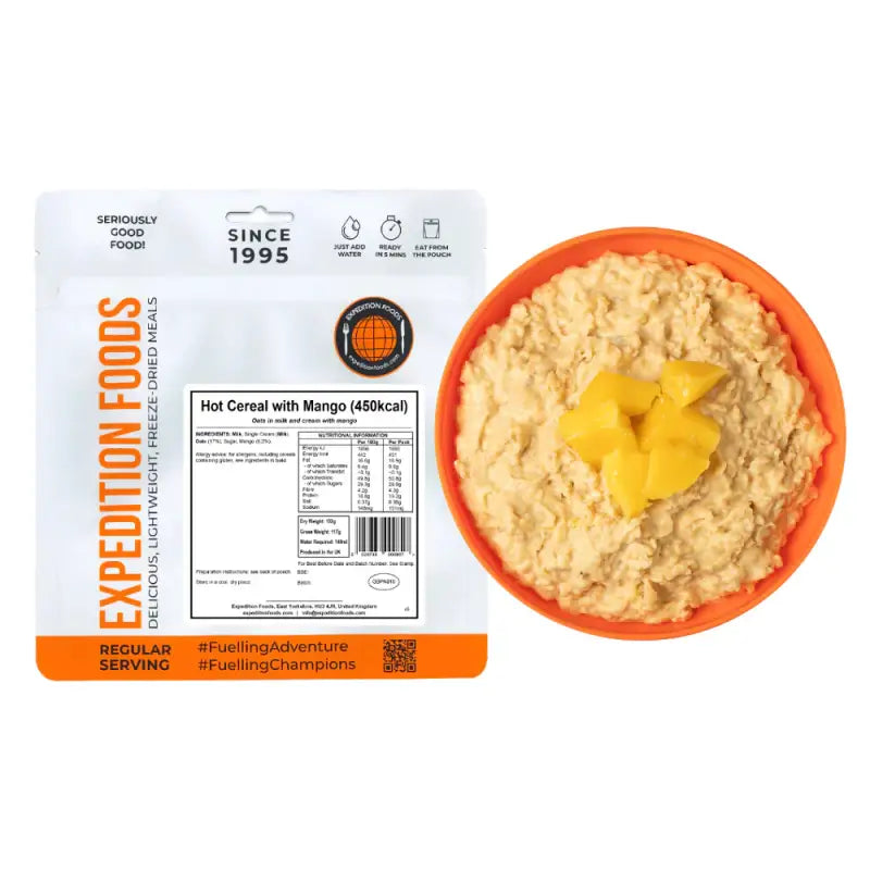 Hot Cereal with Mango Pouches - Single 450Kcal Pouch - Freeze Dried Food