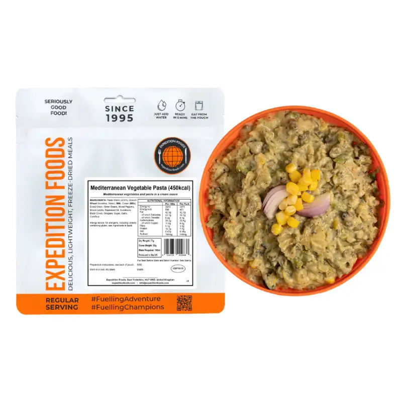 Mediterranean Vegetable Pasta Pouches - Single 450Kcal Pouch - Freeze Dried Food