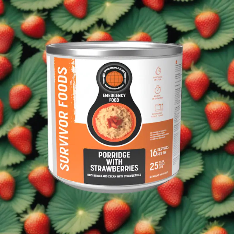 Porridge with Strawberries Tins - 25 Year Shelf Life - Single 1000g Tin - Freeze Dried Food