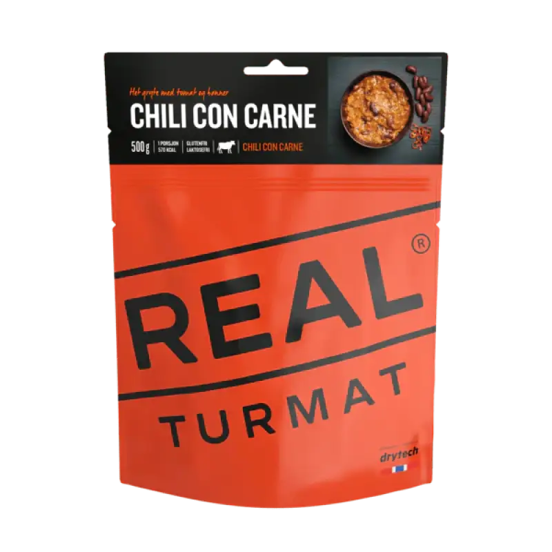 Real Turmat Chili con Carne POUCHES - BULK BUY - Freeze Dried Food