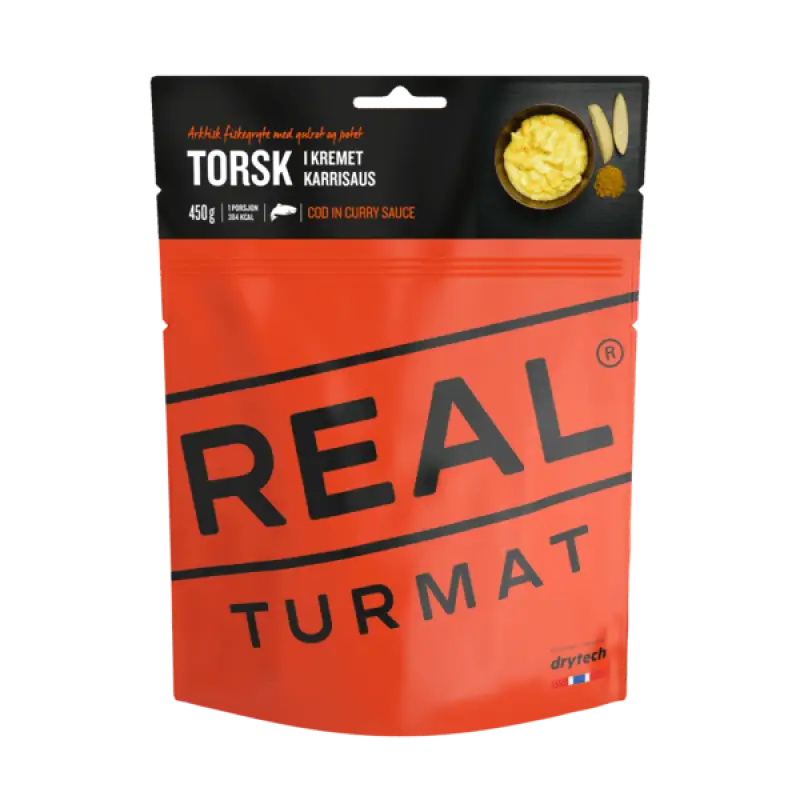 Real Turmat Cod in Creamy Curry Sauce POUCHES - BULK BUY - Freeze Dried Food