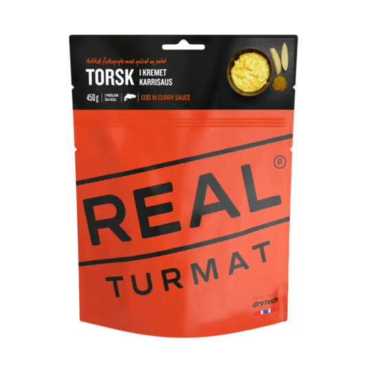 Real Turmat Cod in Creamy Curry Sauce POUCHES - BULK BUY - Freeze Dried Food