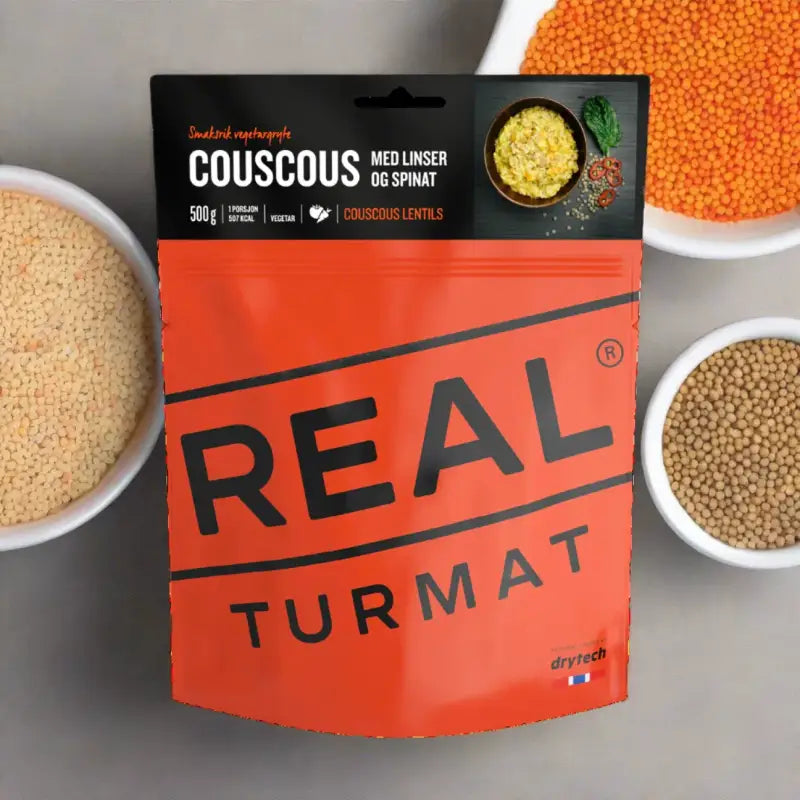 Real Turmat Couscous with Lentils and Spinach Pouches - BULK BUY - Freeze Dried Food