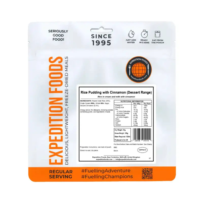 Rice Pudding with Cinnamon Pouches - Freeze Dried Food