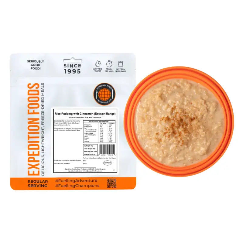 Rice Pudding with Cinnamon Pouches - Single 450Kcal Pouch - Freeze Dried Food