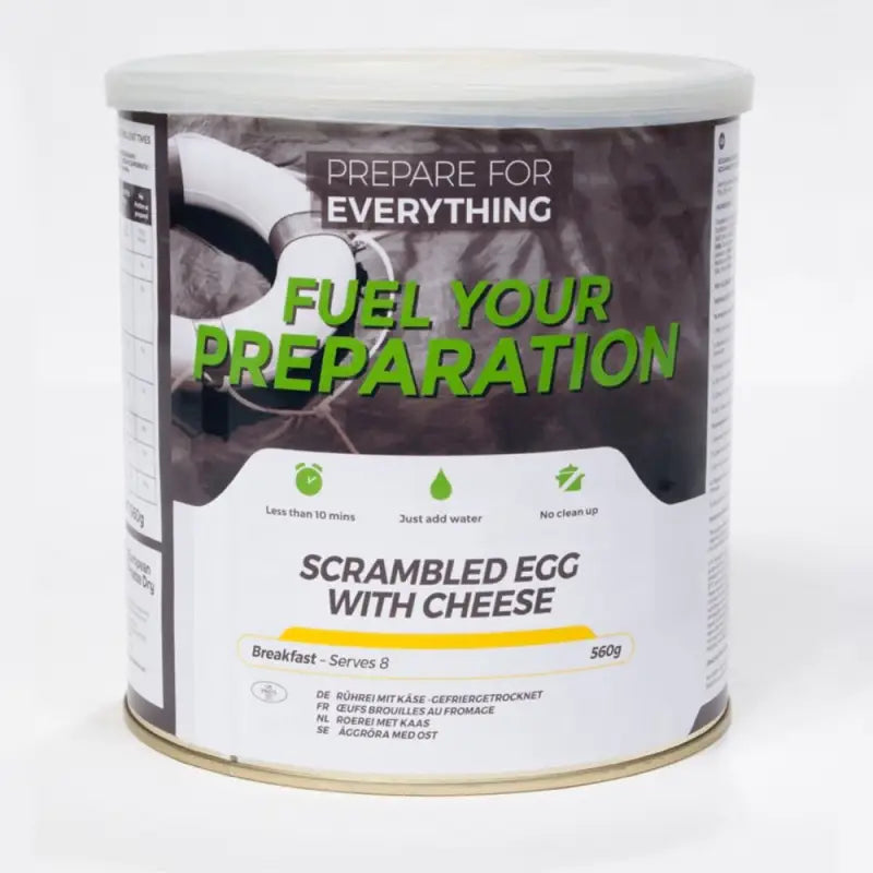 Scrambled Egg with Cheese - Box of 6 x 560g Tins - 48 Servings - Freeze Dried Food