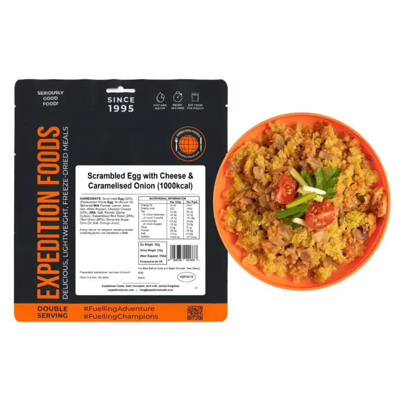 Scrambled Egg with Cheese & Caramelised Onion Pouches - Single 1000Kcal Pouch - Freeze Dried Food