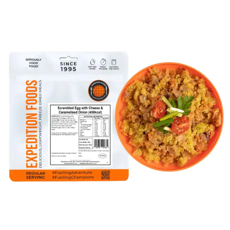 Scrambled Egg with Cheese & Caramelised Onion Pouches - Single 450Kcal Pouch - Freeze Dried Food