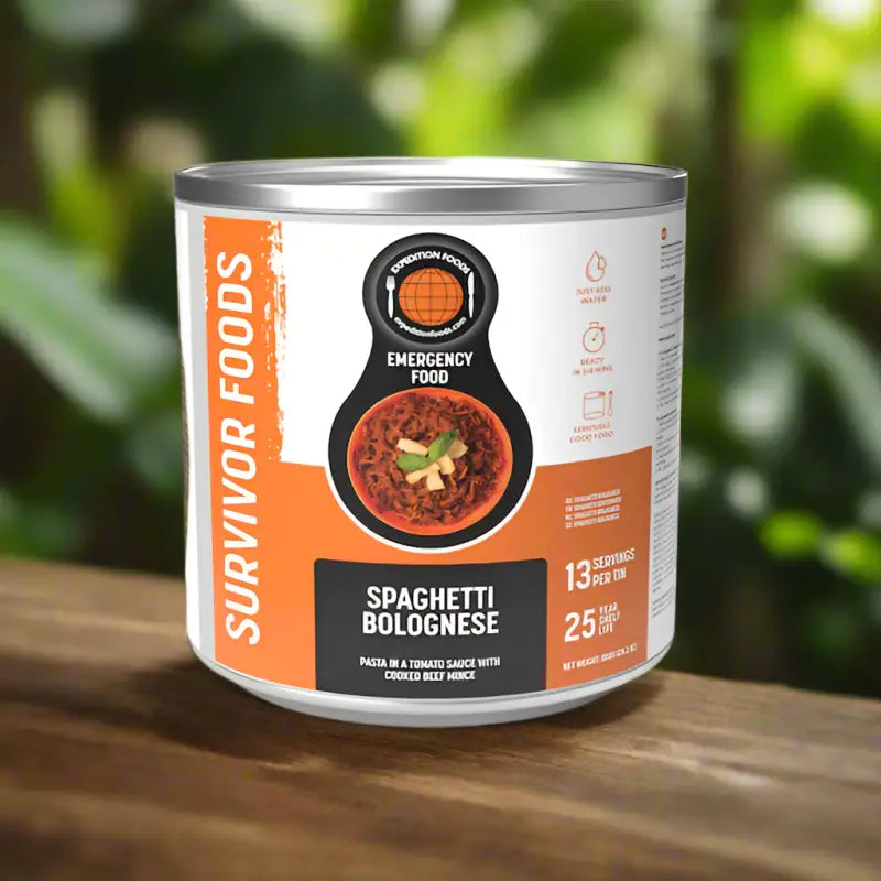 Spaghetti Bolognese Tins - 25 Year Shelf Life - Single 800g Tin - Freeze Dried Food