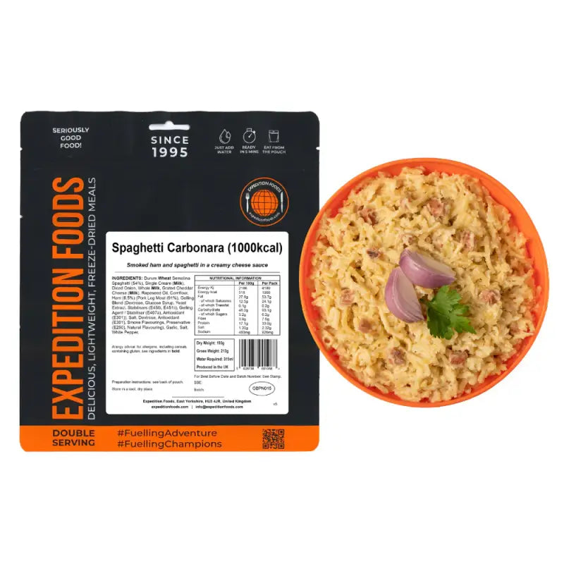Spaghetti Carbonara Pouches - Single 1000Kcal Pouch - Freeze Dried Food