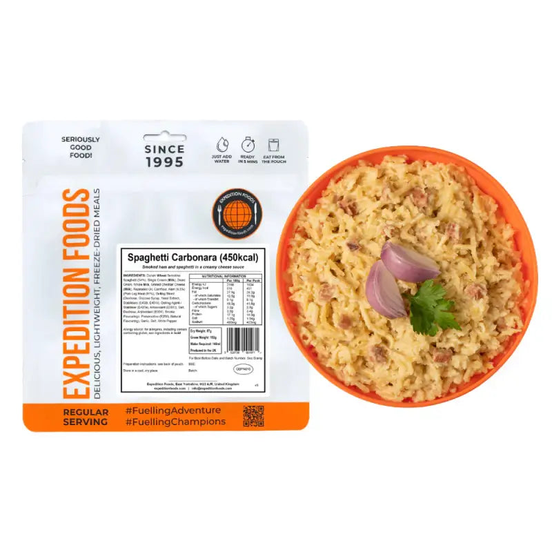 Spaghetti Carbonara Pouches - Single 450Kcal Pouch - Freeze Dried Food