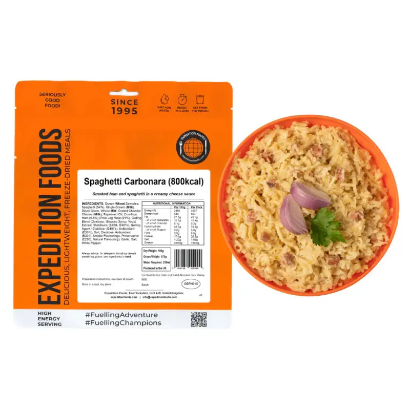Spaghetti Carbonara Pouches - Single 800Kcal Pouch - Freeze Dried Food