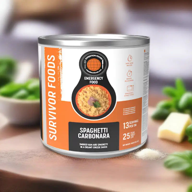 Spaghetti Carbonara Tins - 25 Year Shelf Life - Single 800g Tin - Freeze Dried Food