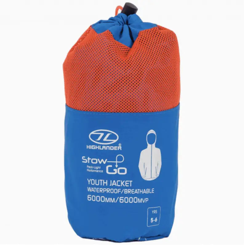 Stow And Go Kids Waterproof Jacket - HH 6000mm - Blue - Waterproof Jacket