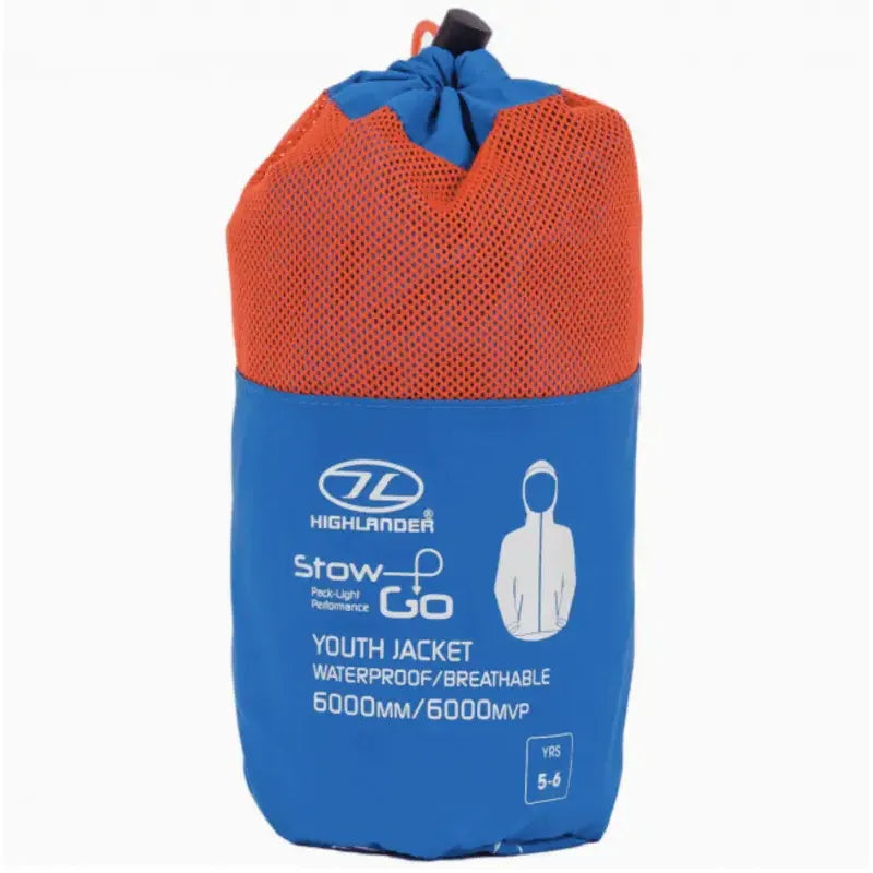 Stow And Go Kids Waterproof Jacket - HH 6000mm - Blue - Waterproof Jacket