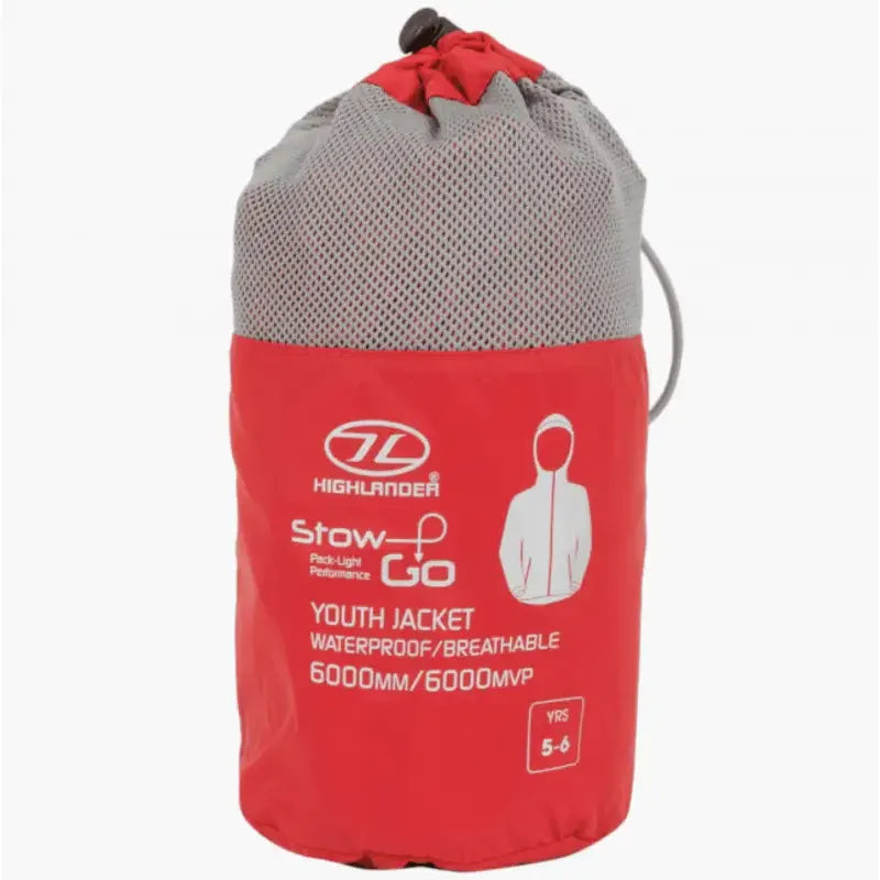 Stow And Go Kids Waterproof Jacket - HH 6000mm - Red - Waterproof Jacket