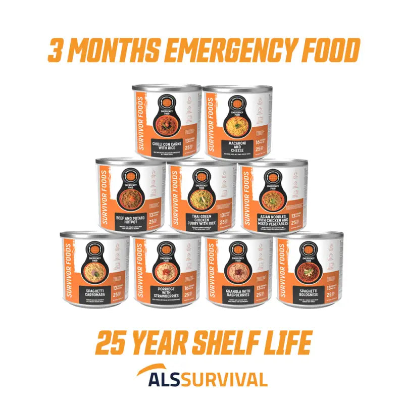 Survivor Foods – 3 Months Emergency Food Tins - Freeze Dried Food