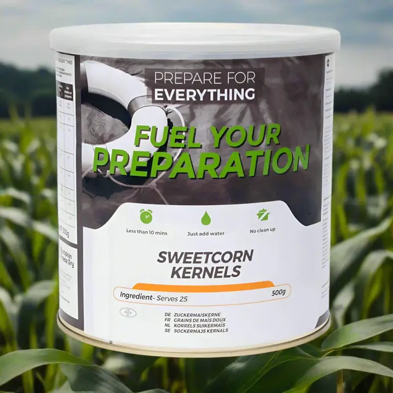 Sweetcorn Kernels - Box of 6 x 500g Tins - 150 Servings - Freeze Dried Food