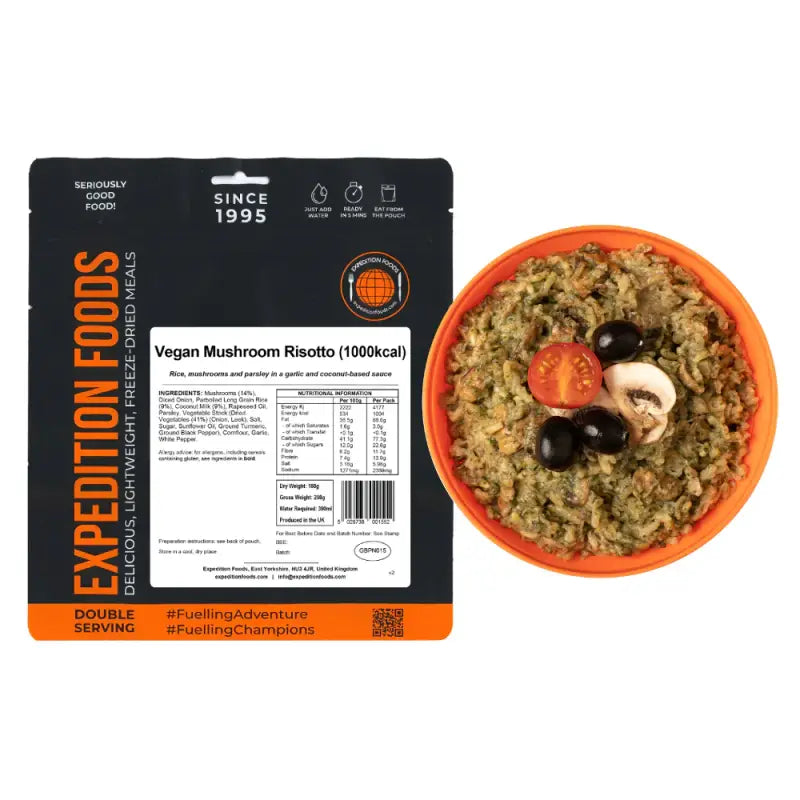 Vegan Mushroom Risotto Pouches - Single 1000Kcal Pouch - Freeze Dried Food