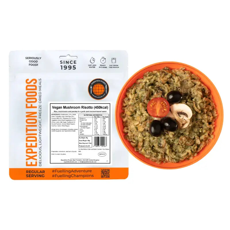 Vegan Mushroom Risotto Pouches - Single 450Kcal Pouch - Freeze Dried Food