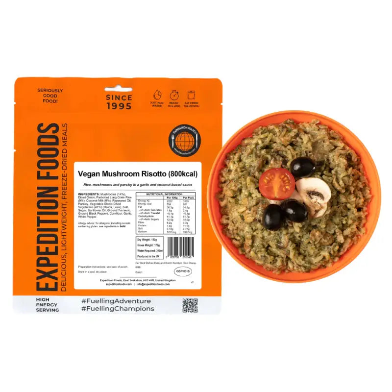 Vegan Mushroom Risotto Pouches - Single 800Kcal Pouch - Freeze Dried Food