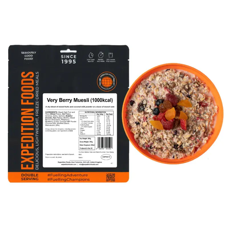Vegan Very Berry Muesli Pouches - Single 1000Kcal Pouch - Freeze Dried Food