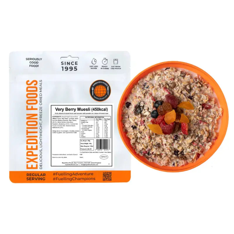 Vegan Very Berry Muesli Pouches - Single 450Kcal Pouch - Freeze Dried Food