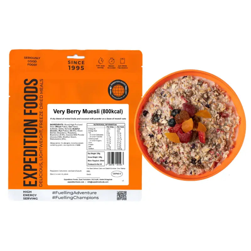 Vegan Very Berry Muesli Pouches - Single 800Kcal Pouch - Freeze Dried Food
