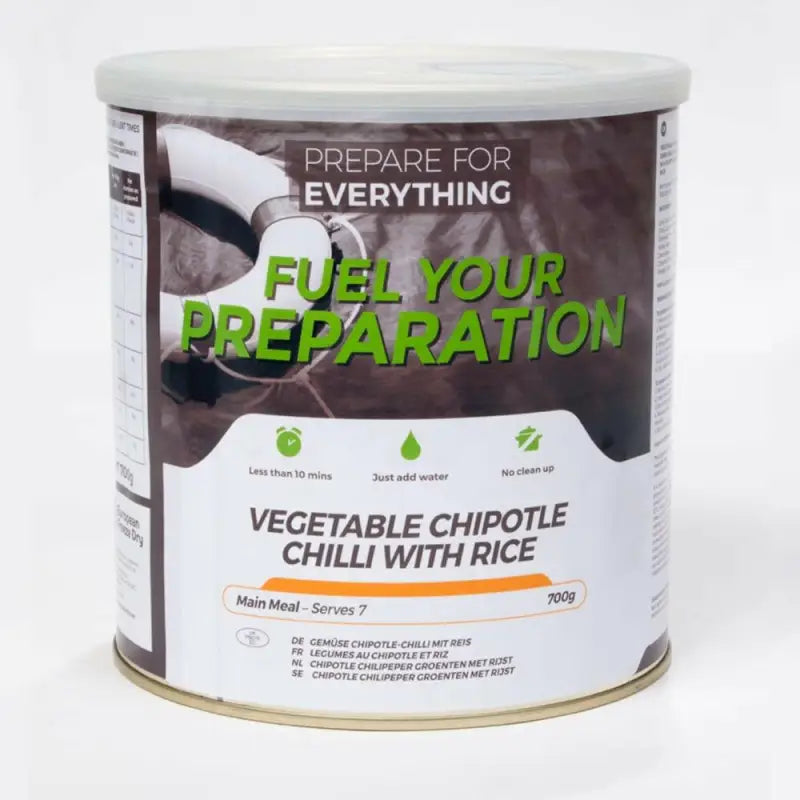 Vegetable Chipotle Chilli with Rice - Box of 6 x 700g Tins - 42 Servings - Freeze Dried Food