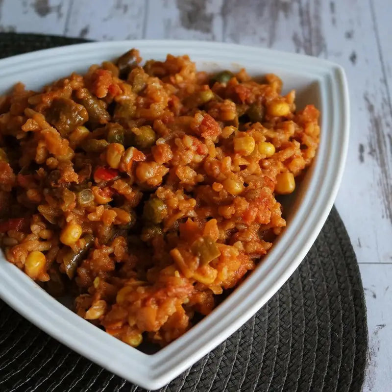 Vegetable Tikka with Rice - Box of 6 x 700g Tins - 42 Servings - Freeze Dried Food