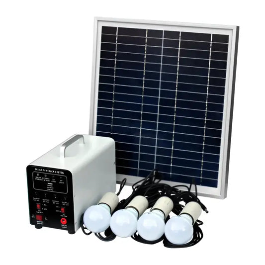 15W Off Grid Solar Lighting System with 4 LED Lights Solar Panel and Battery Emergency Lighting