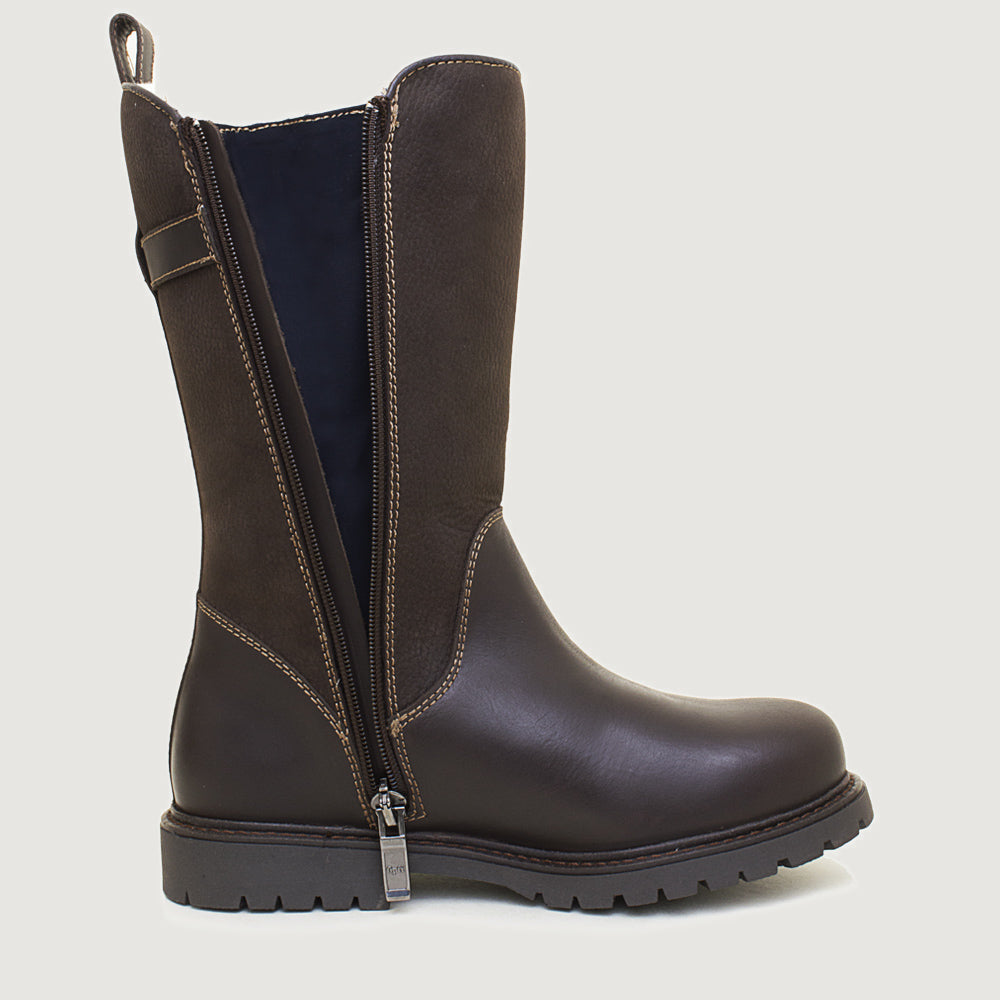 Quebec Waterproof Zip-up Wool Lined Boots - Brown