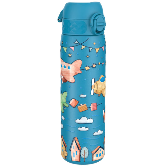 Leak Proof Slim Thermal Water Bottle, Insulated Steel, Airplanes, 500ml (17oz)