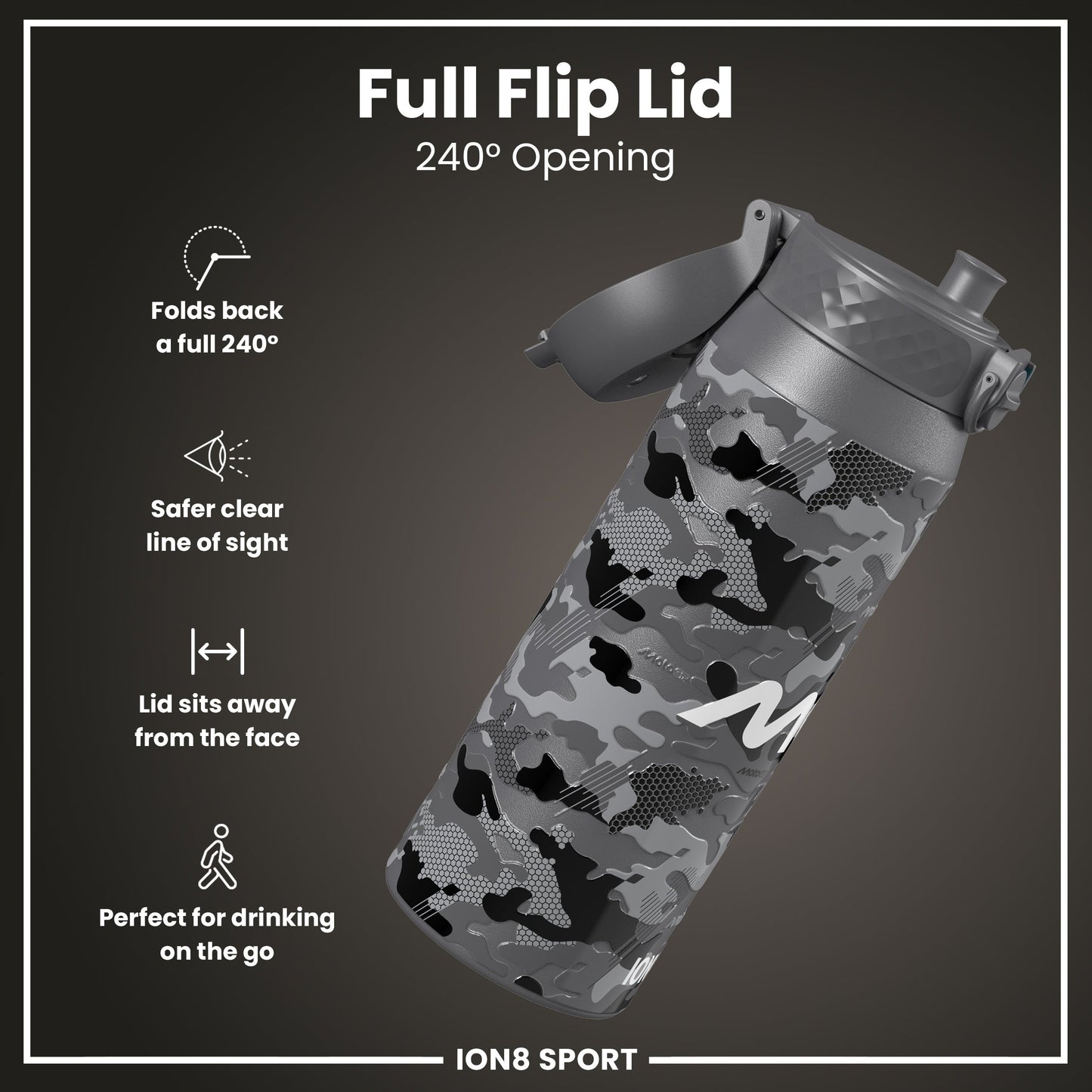MotoGP x ION8 Insulated Steel Water Bottle, MotoGP Camouflage, 750ml (24oz)