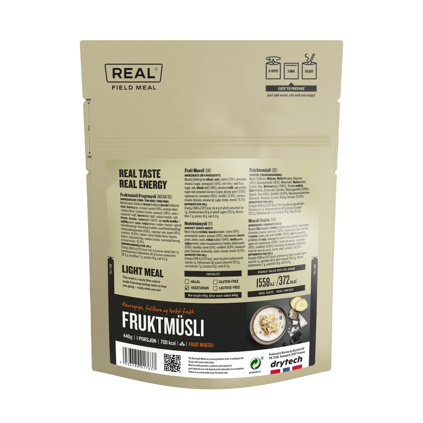 Real Field Meal - Fruit Muesli (700kcal) Pouches - BULK BUY